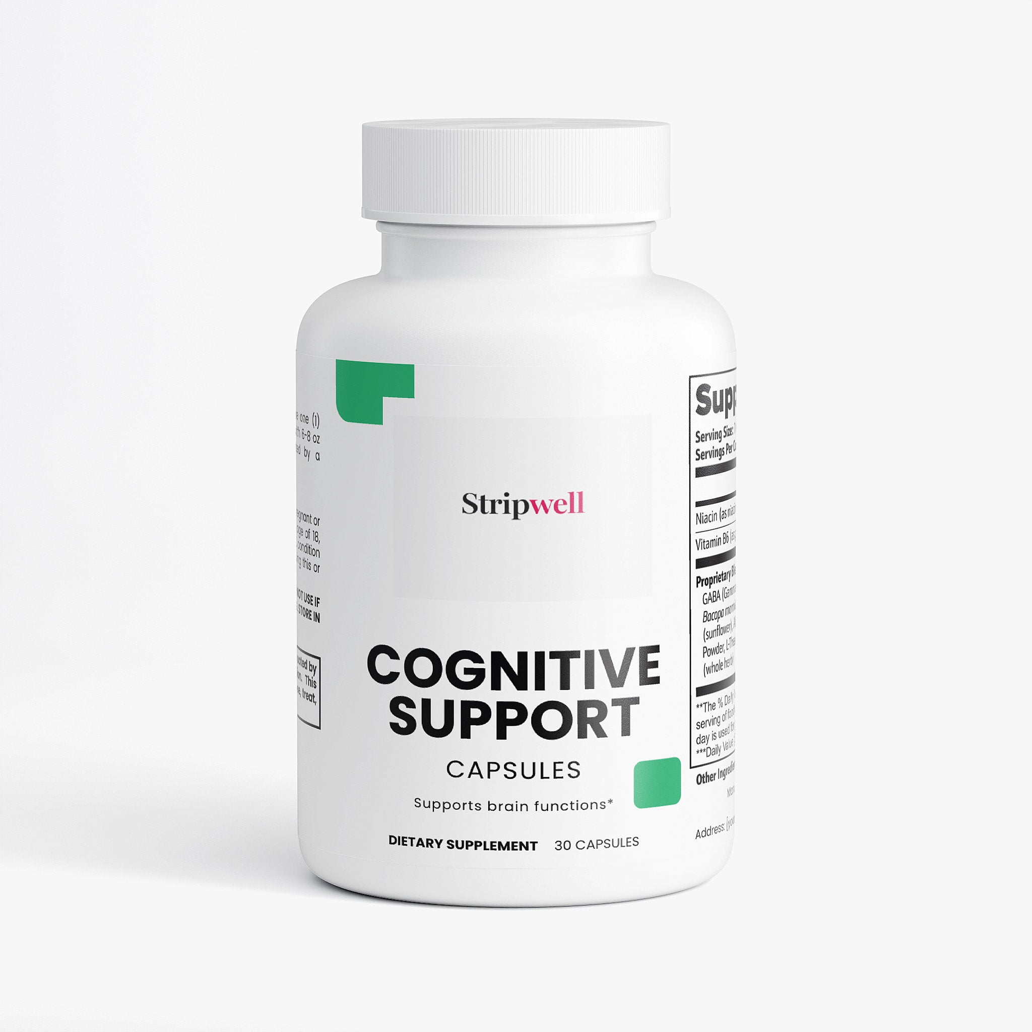 Cognitive Support - Niacin (as niacinamide), Vitamin B6 (as pyridoxine hydrochloride), GABA (Gamma-Aminobutyric Acid), L