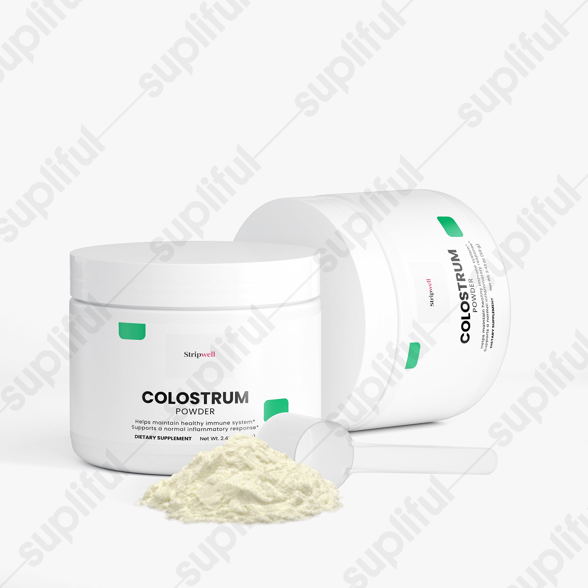 Colostrum Powder - Bovine Colostrum (25% Immunoglobulin G) 2300 mg, Immunoglobulins (IgG) 575 mg — StripsWell oral disso