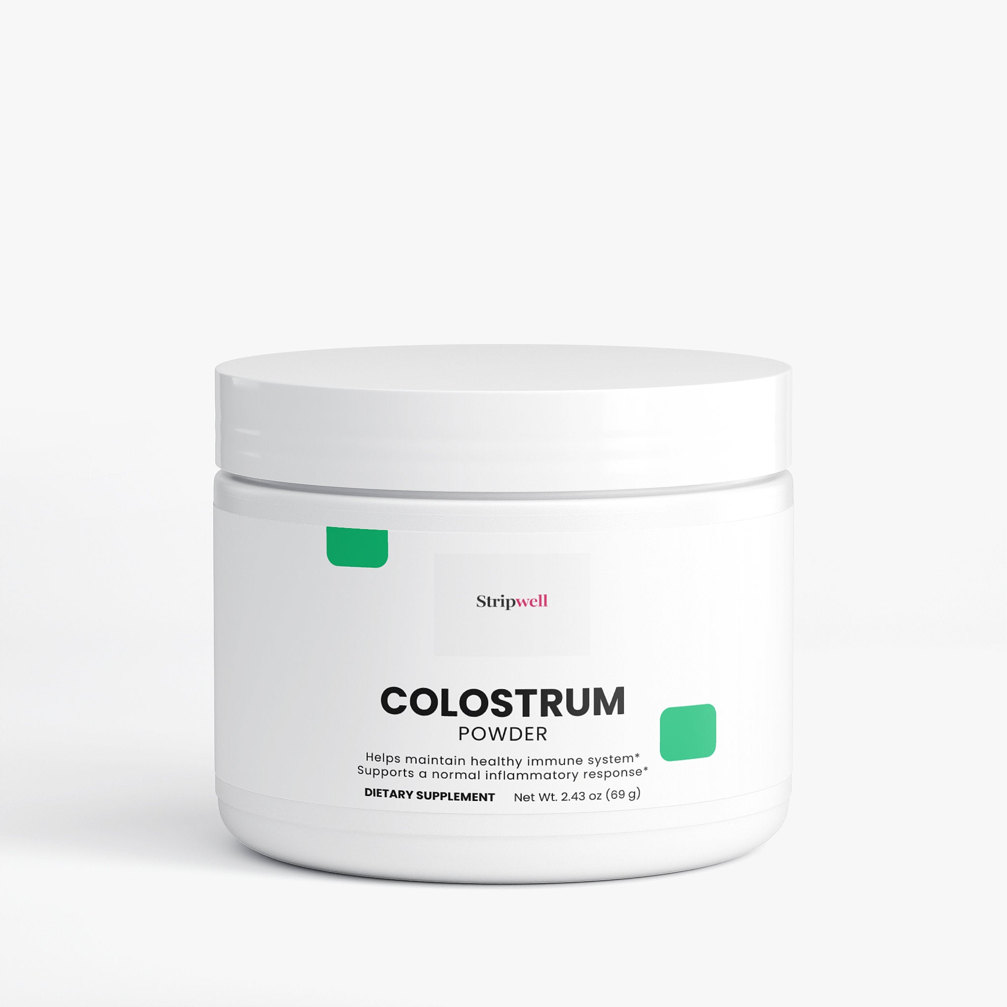 Colostrum Powder - Bovine Colostrum (25% Immunoglobulin G) 2300 mg, Immunoglobulins (IgG) 575 mg — StripsWell oral disso