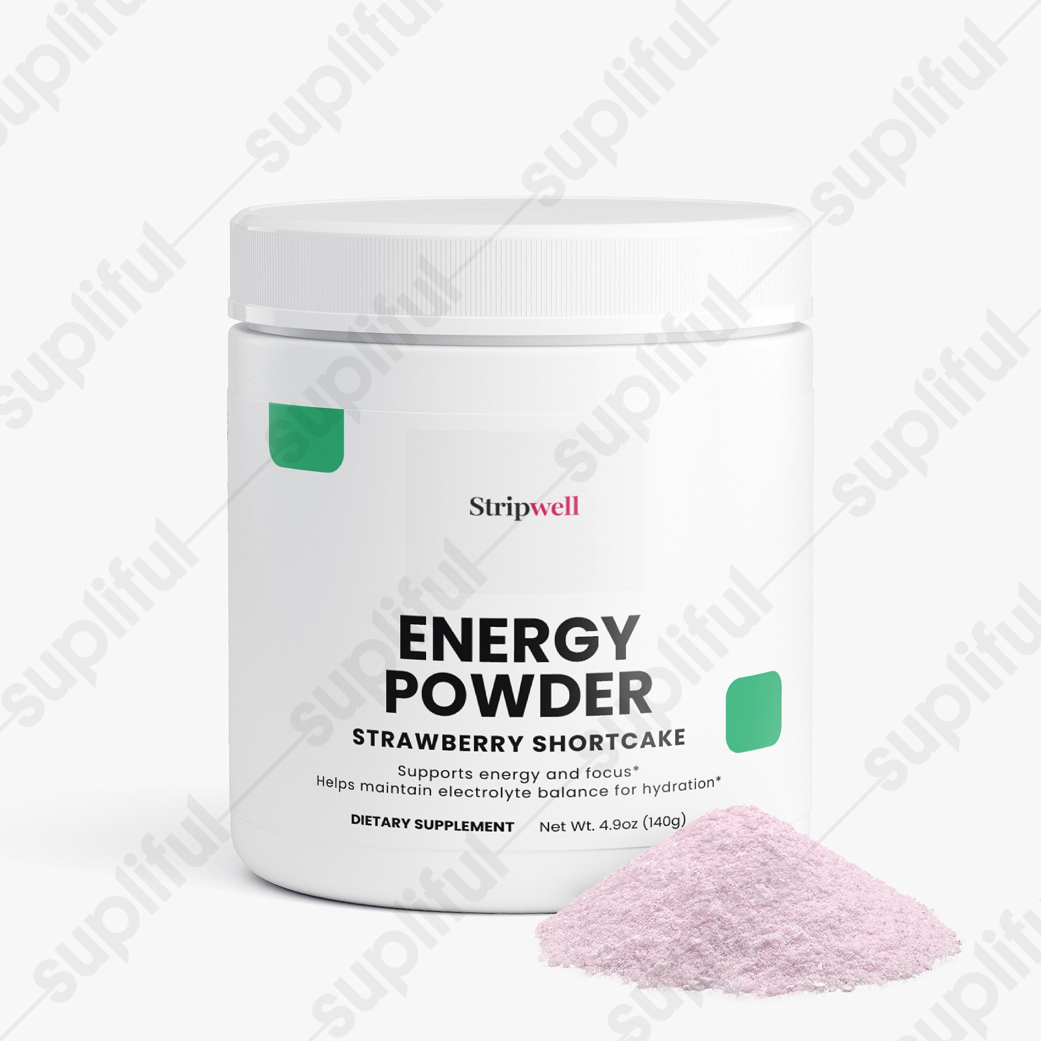 Energy Powder (Strawberry Shortcake) — Pre-Workout Supplements — StripsWell oral dissolving strips, made in the USA