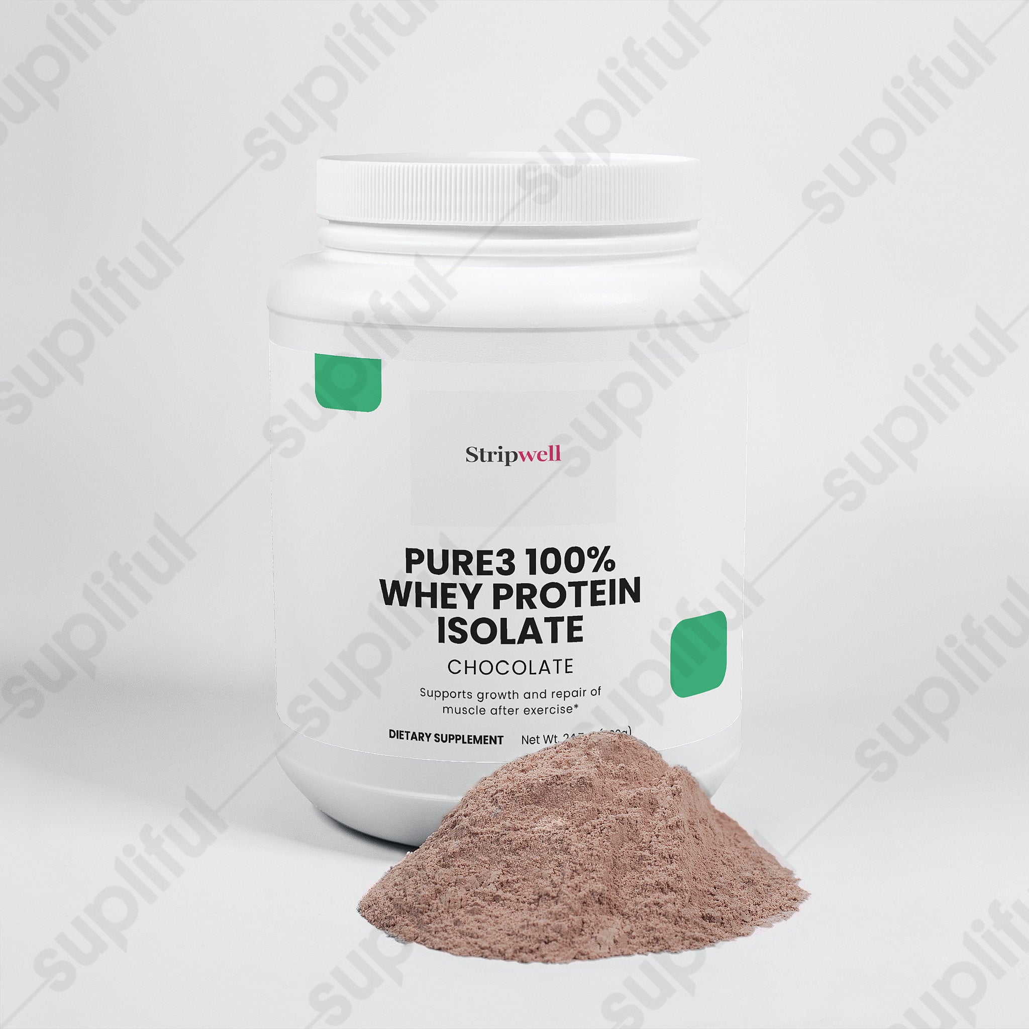 Pure3 100 Whey Protein Isolate Chocolate | Whey Isolate, Chocolate | Powder | 1000g — Oral Strips (view 3) | StripsWell
