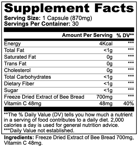 StripsWell Bee Pearl | Bee Bread, Vitamin C | Capsules | 60 Capsules