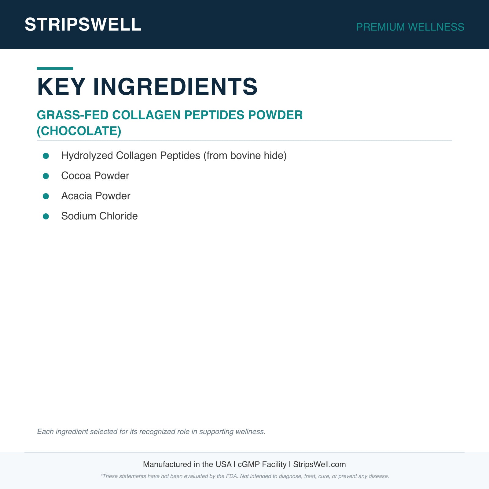 Grass-Fed Collagen Peptides Powder (Chocolate) — Oral Strips (view 6) | StripsWell