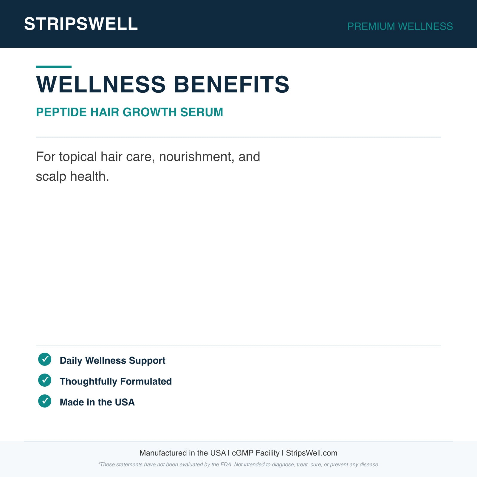 Peptide Hair Growth Serum | Copper Peptides, Biomimetic | Serum | 30mL — Topical (view 6) | StripsWell