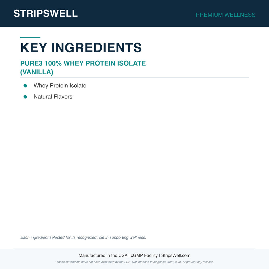 Pure3 100% Whey Protein Isolate (Vanilla) — Oral Strips (view 6) | StripsWell