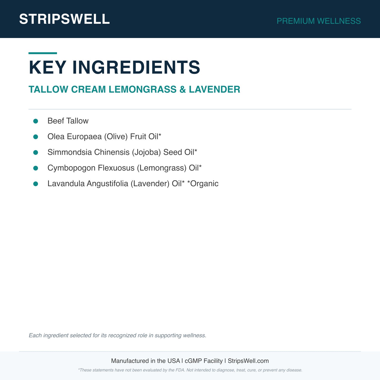 Tallow Cream Lemongrass & Lavender — Topical (view 6) | StripsWell